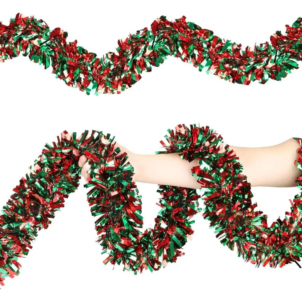 Elegant 50FT Christmas Tinsel Garland - Indoor and Outdoor Holiday Decor